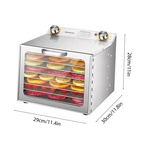 450W Food Dehydrator 8 Racks 24H Timer 30-90C Stainless Steel 1