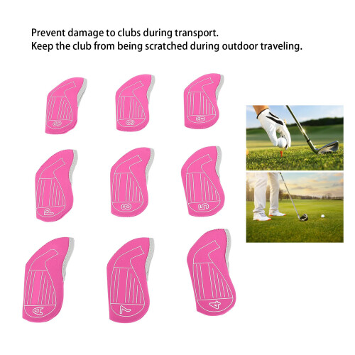 9 pezzi copri teste per ferri da golf - Adatti ai ferri - Rosso rosa 2