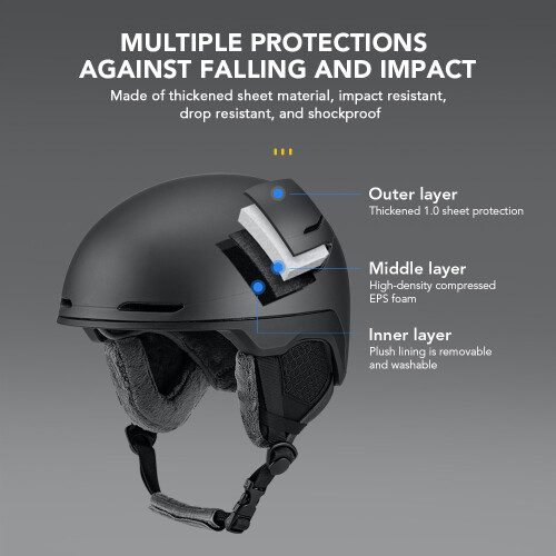 Adjustable Snowboard Helmet Lightweight Design with Shock Absorption 2
