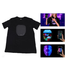 Programmable LED Lighted T Shirt for Dance Parties, XXL, Battery & App Control