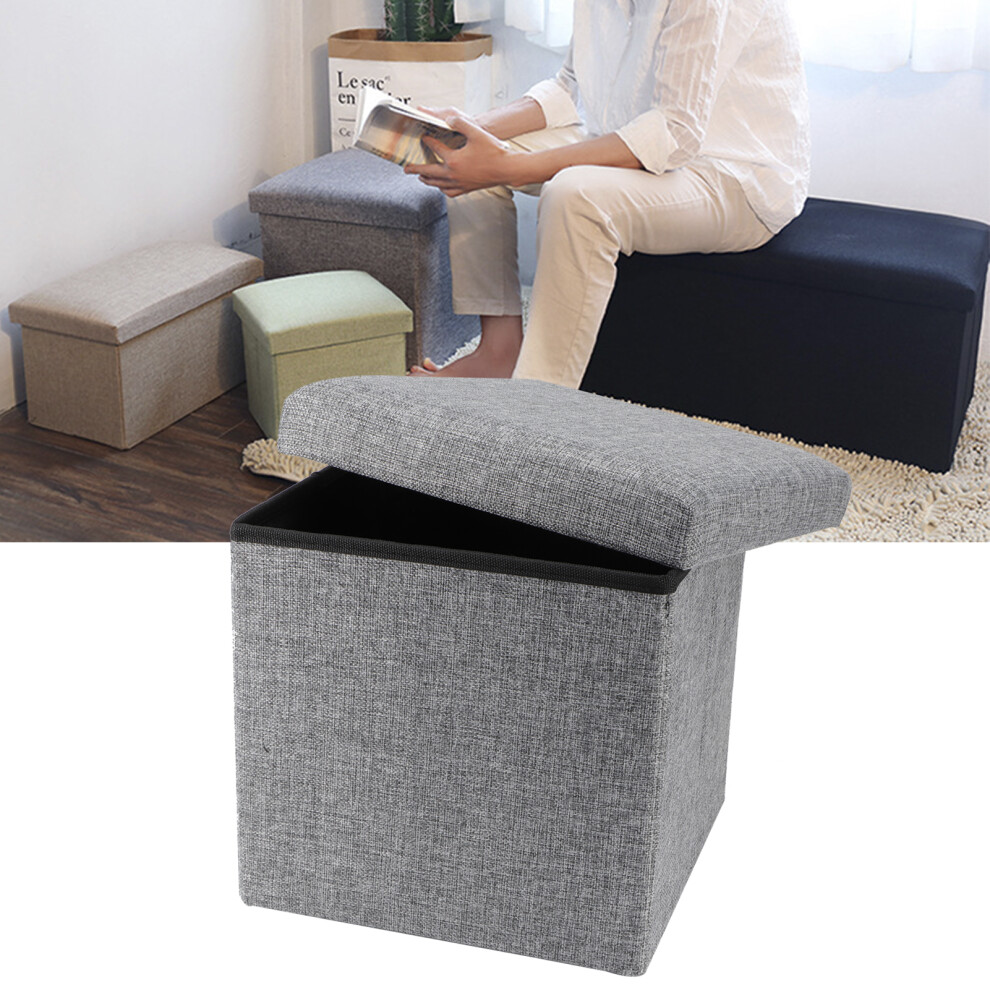 Foldable Storage Ottoman Seat 30x30x30cm Natural Cotton Linen