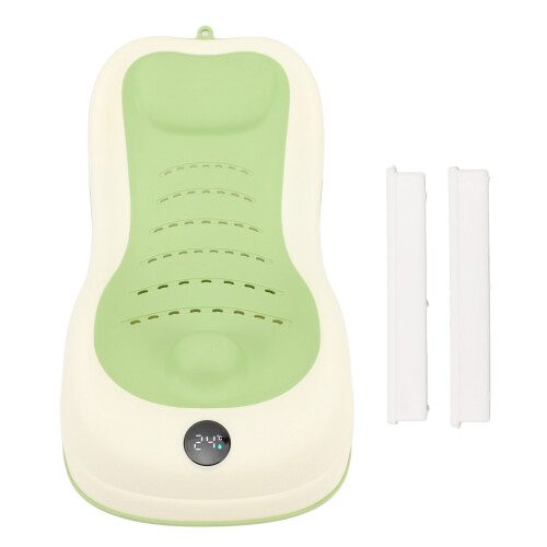 Baby Bath Support with Thermometer, 52x27cm, Green, Portable 2