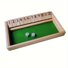 (Large) Wooden Shut The Box Numbers Dice Game Board With 2 Wooden Dices, Classic Tabletop Version , halloween, christmas gift