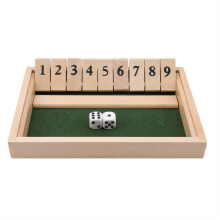 (Small) Wooden Shut The Box Numbers Dice Game Board With 2 Wooden Dices, Classic Tabletop Version , halloween, christmas gift