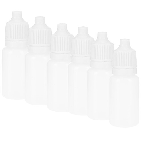 Dropper bottles 5ml pack of 50 - squeezable with lids/plugs white