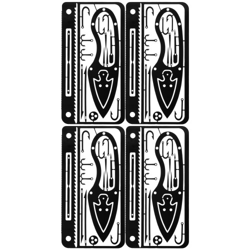 4Pcs Black 304 Stainless Steel Multifunction Survival Card Tool 1