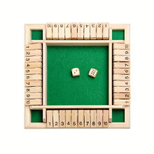 (Wood Color) Close the Box Game - Wooden Four-sided Flip Card Game, Mini Travel Set - Simple and Fun Family, Party Board Game