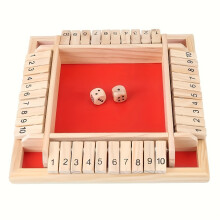 (Red) 1pc Wooden Shut the Box Dice Game - Classic Strategy Math Board Game, Educational Risk-Taking Game , Christmas & Halloween Gifts
