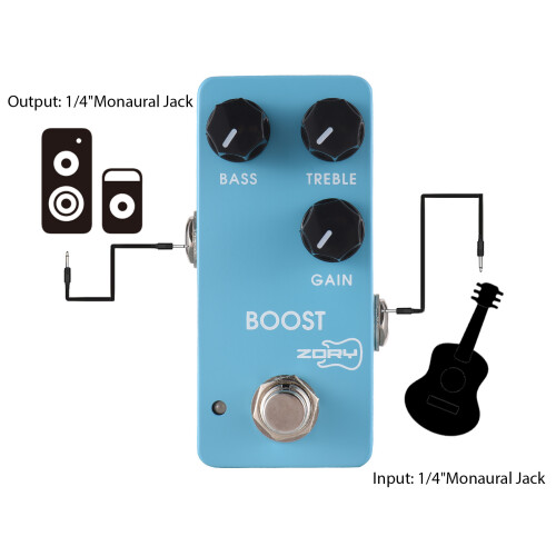 ZORY 9V Guitar Boost EQ Bleu clair 9,5x4,2x3cm 2