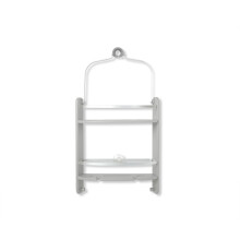 Umbra Aquala Shower Caddy Large, Self-Draining, Integrated Razor Holders, Hooks-Bamboo and Metal, Rust Proof Rails with Two-Tier Storage Shelves and