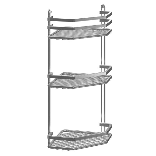 EUROSHOWERS Satina Wire Triple Shelf Corner Shower Basket Chrome 2