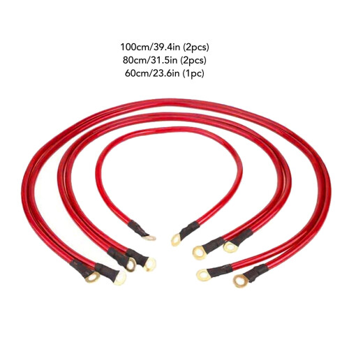 5 Stück Erdungskabel-Set 100/80/60cm 0-48V 7.4mm Rot 1