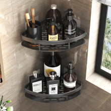 Cheerhom Corner Shower Caddy, Black Bathroom Corner Shelves, No Drilling Rustproof Shower Organizer, Stainless Steel Bath Storage - 2 Pack