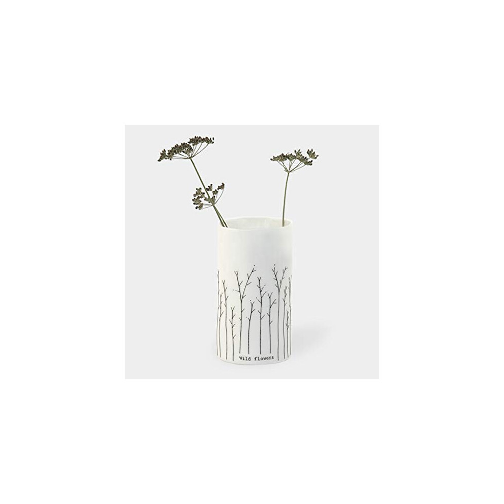 East Of India East Of India: Boxed Porcelain Vase - Wild Flowers White
