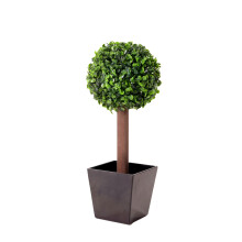 Metro Garden Artificial Boxwood Topiary Ball Tree in Black Resin Pot, 42cm (1.5ft) Tabletop Tree by Floralcraft Buxus Hedge Ball for Indoor and