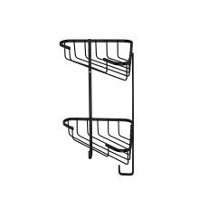 Croydex Slimline Corner Shower Caddy - Matt Black Bathroom Accessories Durable Steel Bathroom Shelves for Modern Bathrooms, 2-Tier Shower Corner
