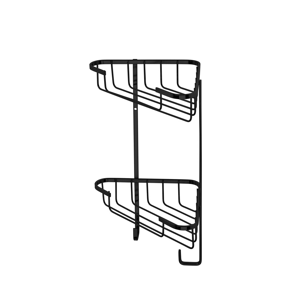 Croydex Slimline Corner Shower Caddy - Matt Bathroom Accessories Durable Steel Bathroom Shelves For Modern Bathrooms, 2-Tier Shower Corner Black
