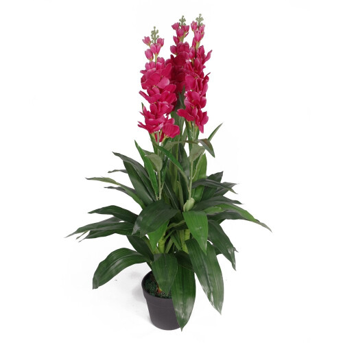 Leaf Leaf LEAF-7076 90cm Artificial Cymbidium Orchid Plant-Extra Large Black Plastic Pot, Dark Pink 1