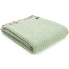 Tweedmill Textiles Herringbone KNEE RUG Throw Blanket -100% Pure New Wool - BRITISH MADE - SILVER GREY/LAUREL GREEN