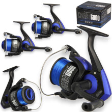 2 AP Coast 6000 Sea Fishing Reel Fixed Spool Beach Pier Boat Rock 20lb Line Blue