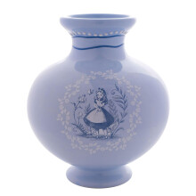 Disney - Alice In Wonderland - Blue Ceramic Glazed Vase Pot Style - Alice & Roses Motif - Decor and Homeware for Movie Lovers, Bedroom, Kitchen,