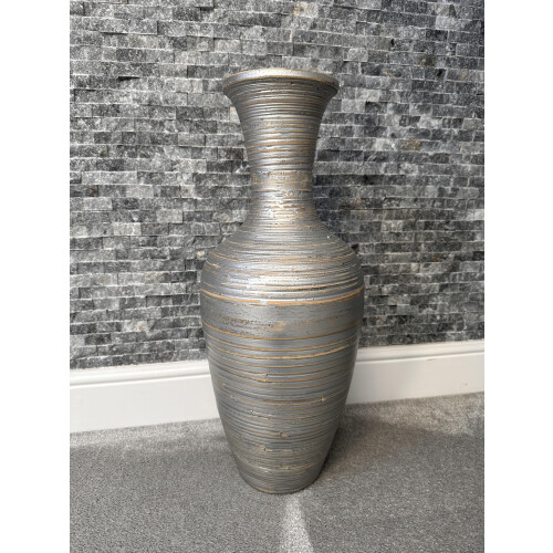 Silver handmade bamboo vase 60cm tall floor or table vase 1