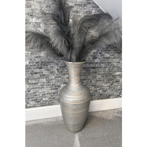 Silver handmade bamboo vase 60cm tall floor or table vase 2