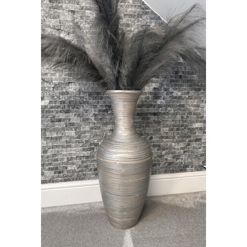 Silver handmade bamboo vase 60cm tall floor or table vase