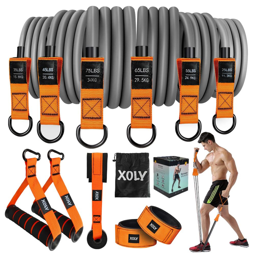 XOLY - Heavy Resistance Bands 300lbs | Complete Home Gym Set with Handles, Door Anchor, Carry Bag | Perfect for Strength, Muscle Toning, Weight Loss,