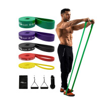 Resistance Bands Set of 5 ? Stackable Exercise Bands 10?125 lbs with Handles, Door Anchor, Bag & Guide ? Heavy Duty Latex Fitness Bands for Home Gym,