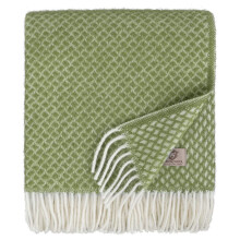 Linen & Cotton Beautiful Soft Wool Throw/Blanket Sofia - 100% Pure New Zealand Wool, Olive Green (130 x 170cm) Knee/Warm Plaid Sofa Bed Couch Settee