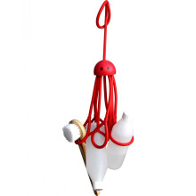 Formverket Octopus Shampoo Holder, Shower Gel Holder No Drilling Octopus Hanging with 9 Adjustable Latex Loops, Red
