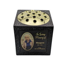 [Custom] Personalised Printed Black Memorial Rose Bowl Grave Marker Flower Pot Vase (UV PRINTED)