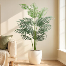 Artificial Plants Indoor Outdoor Fake Palm Tree 160cm/5.25FT Lifelike Large Fake Plant with 12 Leaves, Perfect Faux Plants in Pot for House Garden