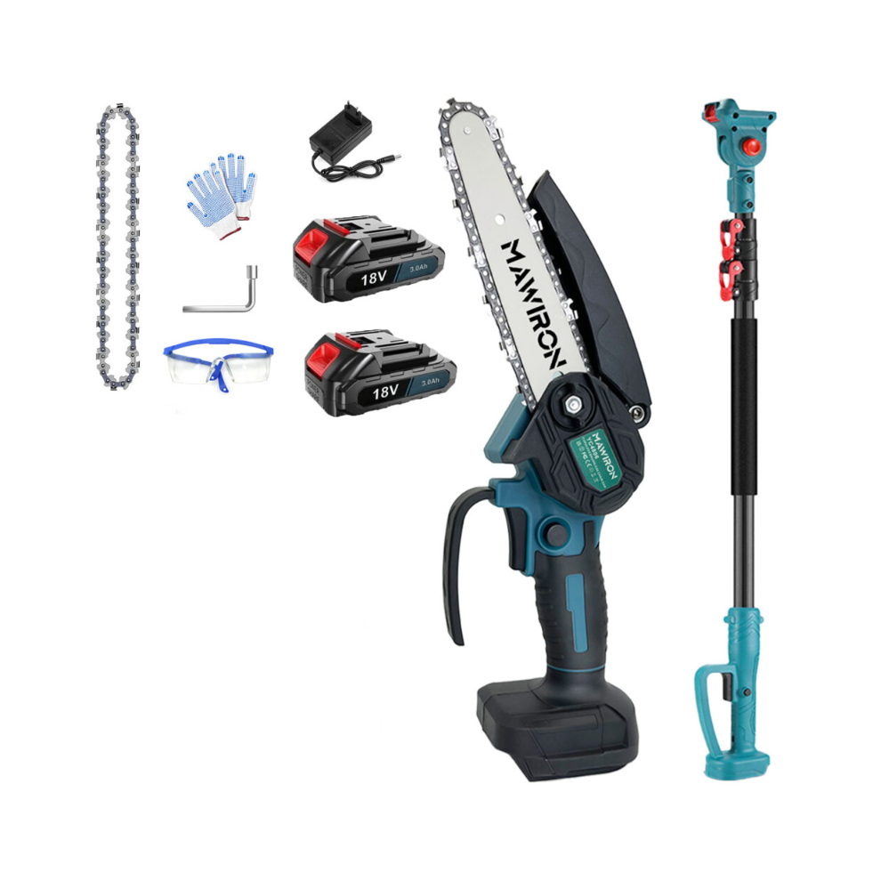 Cordless Telescopic Pole Chainsaw Extendable+2Battery 3.0A+Charger-Makita Compatible