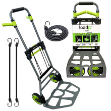 LoadIt 150 KG Heavy Duty Aluminium Sack Truck, Folding Sack Truck and Sack Barrow with Bungee Cord. ISO 9001 certified. Foldable Trolley/Folding