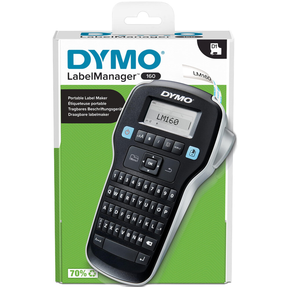 Photos - Receipt / Label Printer DYMO LabelManager 160 Label Maker | Handheld Label Printer with QWERTY Keyboard | Includes Black & White D1 Label Tape (12mm 