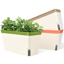 Fuyuleyo Self Watering Plant Pots 27CM, Set of 3 Rectangular Windowsill Herb Planter Box with Visual Water Level Window, Modern Plastic Herb Flower