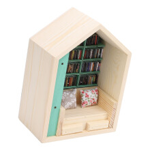 Kit de casa en miniatura para estantería de madera de pino 24.41 oz