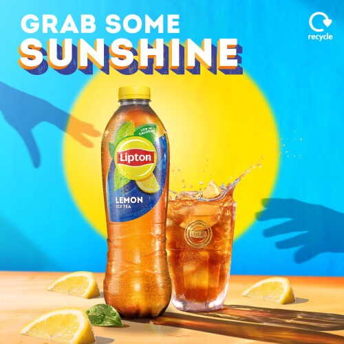 Lipton Lemon Bottled Ice Tea 1.25 L, low calorie soft drink, 100% black tea extract 2