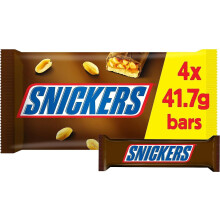 Snickers Chocolate Bars Multipack, Caramel, Peanuts & Milk Chocolate, 4 x 41.7g, Ideal for Gift, Snacks or Hamper
