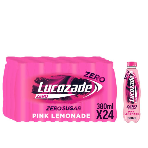 Lucozade Lucozade Zero Sugar Free Pink Lemonade - 24x380ml