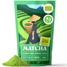 NaturaleBio Japanese Organic Matcha Green Tea Powder - Culinary Grade - 50 gr. Tea Produced in Japan, Uji, Kyoto. Use for Cooking, Baking, Smoothie M