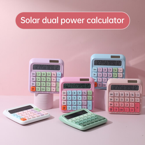 Calculatrice de bureau LCD à 12 chiffres 135  135 mm rose 2