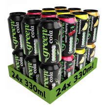 Green Drinks Variety Pack - Low Calorie Sparkling Soft Drinks - Cola, Lemonade, Orange, Cherry - Sweetened with Stevia, No Added Sugar, Natural Caffe