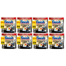 Finish Ultimate Plus Infinity Shine Dishwasher Tablets bulk | Scent : Lemon | Size: 840 Dishwasher Tabs (105 tabs x 8) |For Unbeatable* Clean and Dia