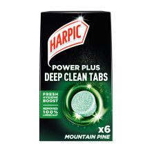 Harpic Power Plus Deep Cleaning Toilet Tablets, Mountain Pine, Pack 1 x 6 Tablets, Deep Clean Without Scrubbing, Removes 100% Limescale, Toilet Clean
