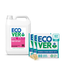 Ecover Bio Washing Capsules - Laundry Capsules/Tablets - Rescued Rose Scent, 3X Pack of 34 & Ecover Fabric Softener Refill Apple Blossom & Almond, 16