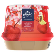 Glade Floral Cherries Fragranced Bathroom Gel 180g - Discreet Odour Eliminator & Air Freshener (Up to 45 Days)