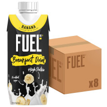 FUEL10K Banana High Protein Milk Breakfast Drink, 330 ml (Pack of 8)